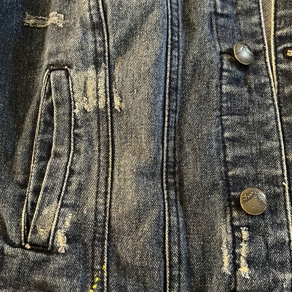 Free People Distressed Knit Denim Jacket - Picture 9 of 11